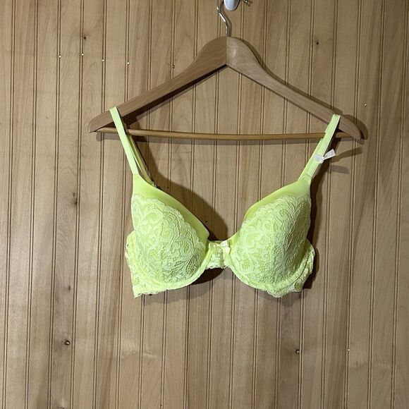 AERIE 36C Lined Lace Bow Sofie Bra Bright Green - Picture 1 of 5